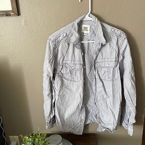 Mens paper denim and cloth button up
